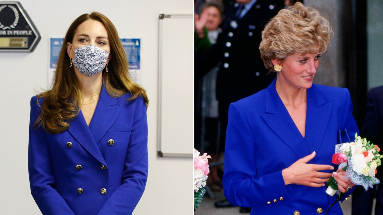 Kate Middleton Wore Almost an Exact Replica of Princess Diana’s All-Blue ‘90s Power Suit